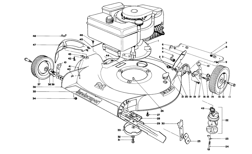 Housing Assembly Diagram and Parts List for 21900 3000001 - 3999999 Toro Lawn Mower