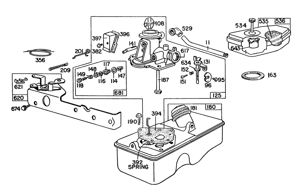 Briggs & Stratton Carburetor Assembly Model 92508-1000-04 Diagram and Parts List for 16360 0000001 - 0999999 Toro Lawn Mower