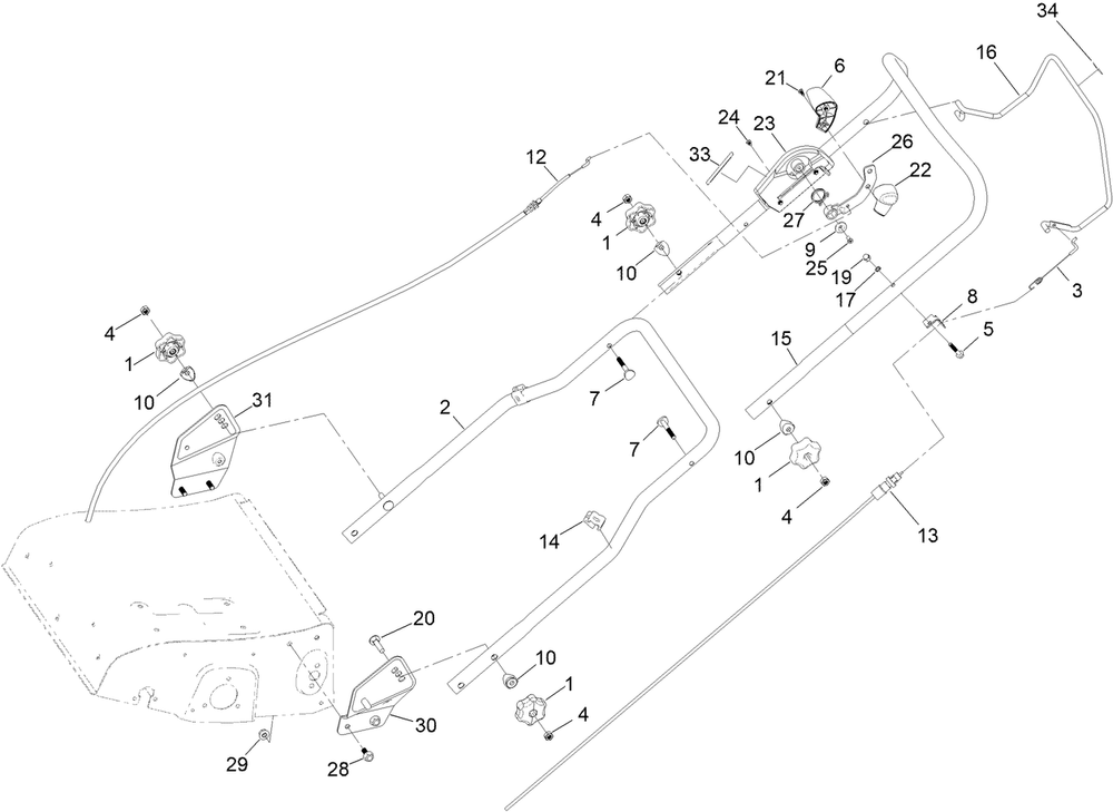 Handle And Control Assembly Diagram and Parts List for 54610 322000001 - 322999999 Toro Lawn Tractor Accessories