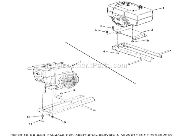 Engines Diagram and Parts List for B1-16O801 1988 Toro Lawn Tractor