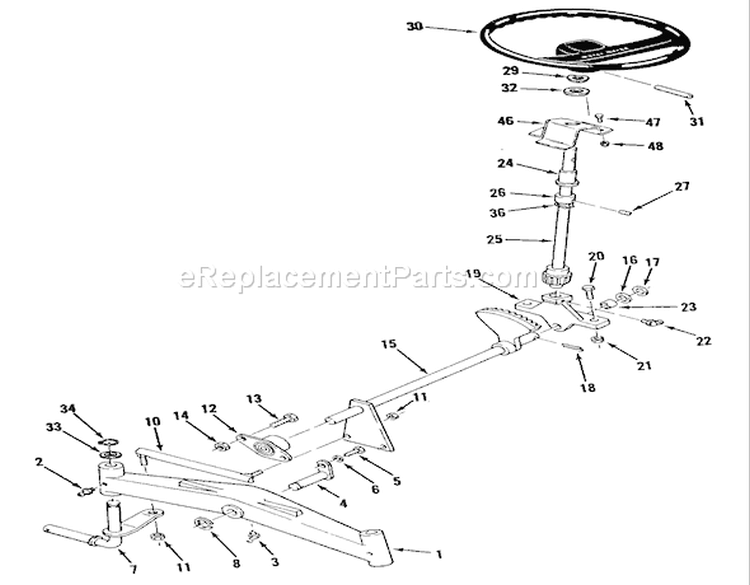 Front Axle And Steering Diagram and Parts List for E1-18OE01 1988 Toro Lawn Tractor