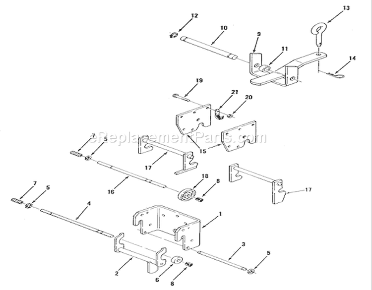 Hitches Diagram and Parts List for E1-18OE01 1988 Toro Lawn Tractor