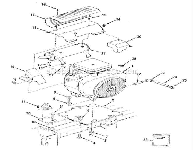 Engines Diagram and Parts List for E1-18OE01 1988 Toro Lawn Tractor