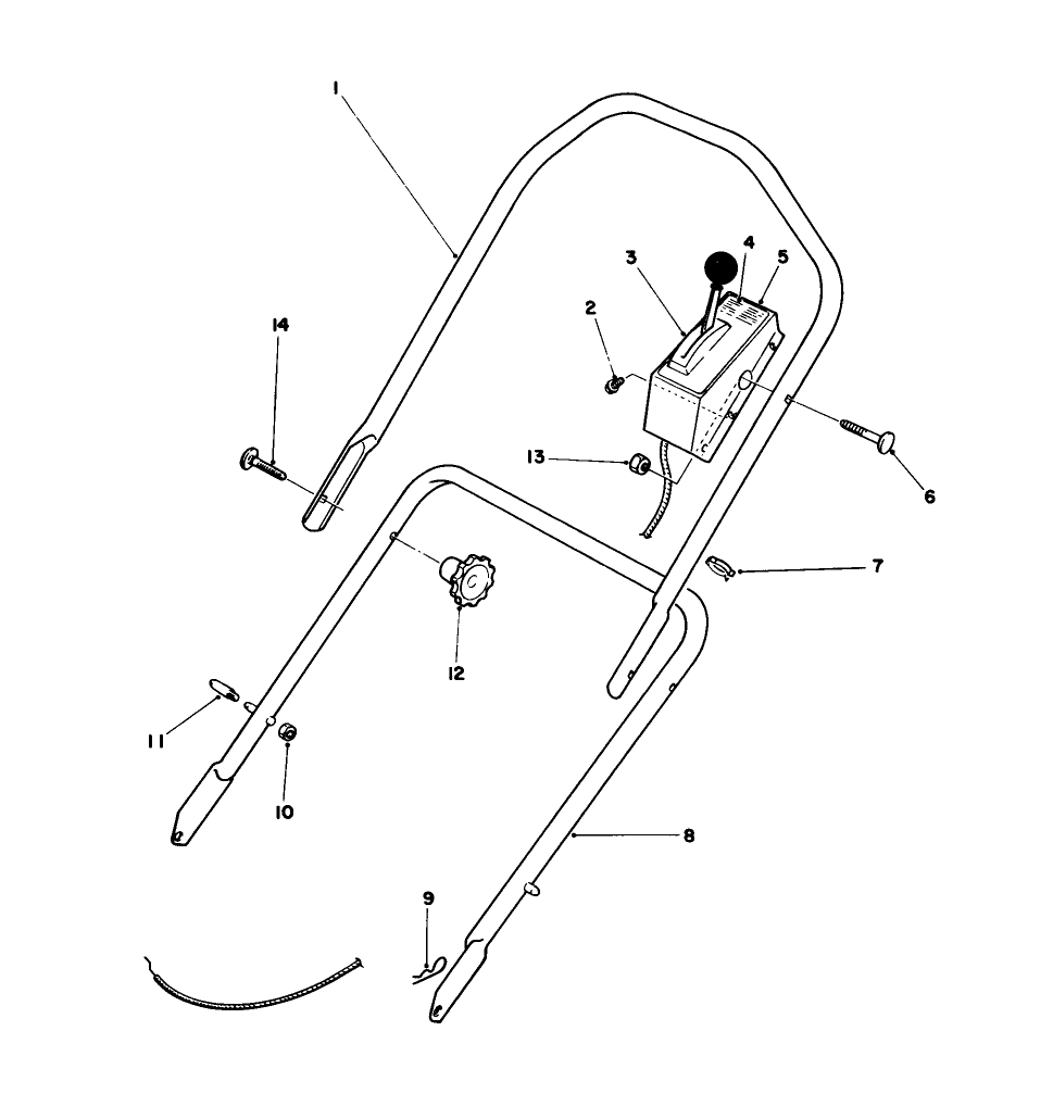 Handle Assembly Diagram and Parts List for 16202 4000001 - 4999999 Toro Lawn Mower