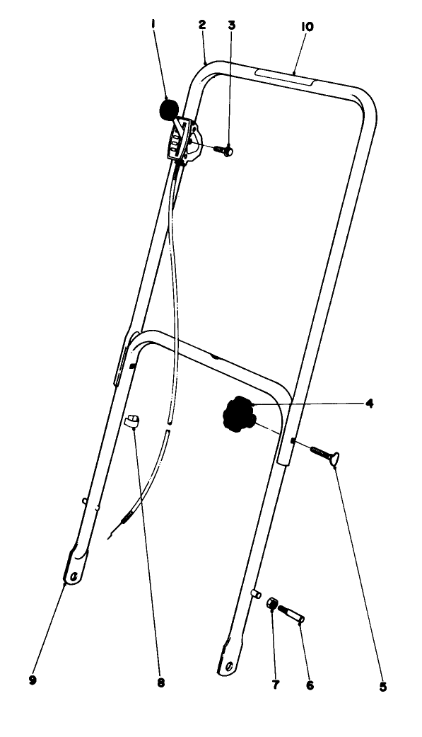 Handle Assembly Diagram and Parts List for 23307 8000001 - 8999999 Toro Lawn Mower