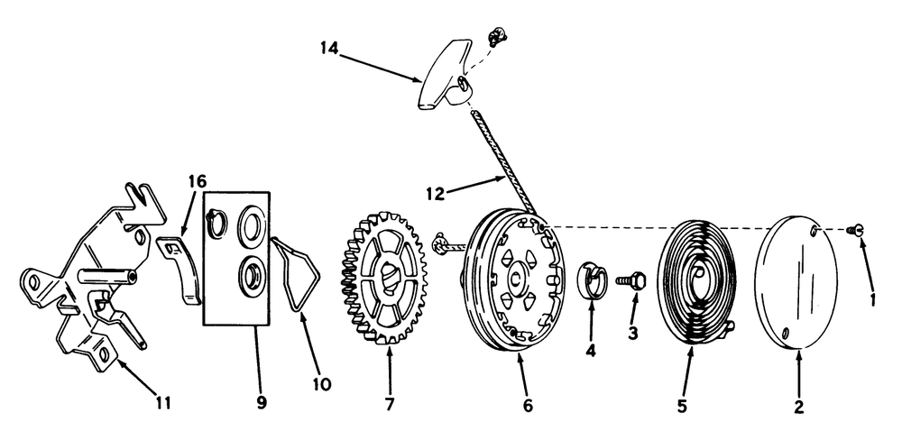 Rewind Starter No. 590519 Diagram and Parts List for 20610 1000001 - 1999999 Toro Lawn Mower