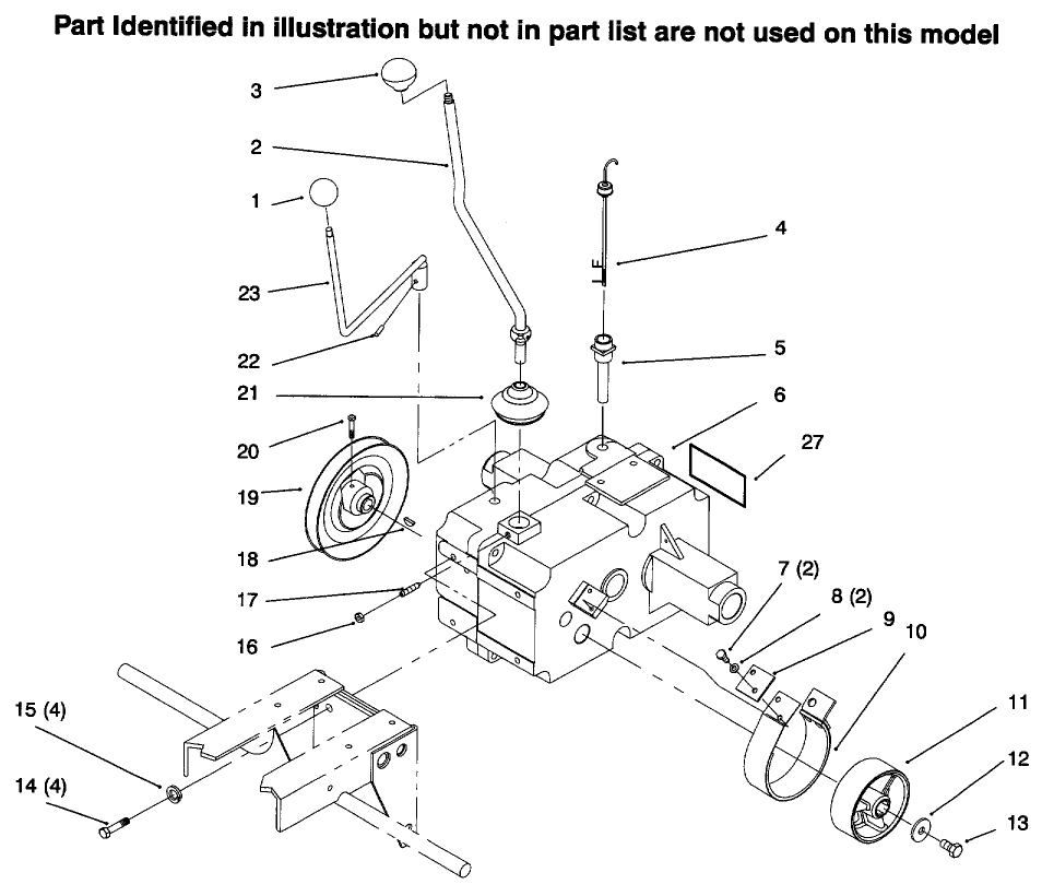Transmission Diagram and Parts List for 73422 6900001 - 6999999 Toro Lawn Tractor