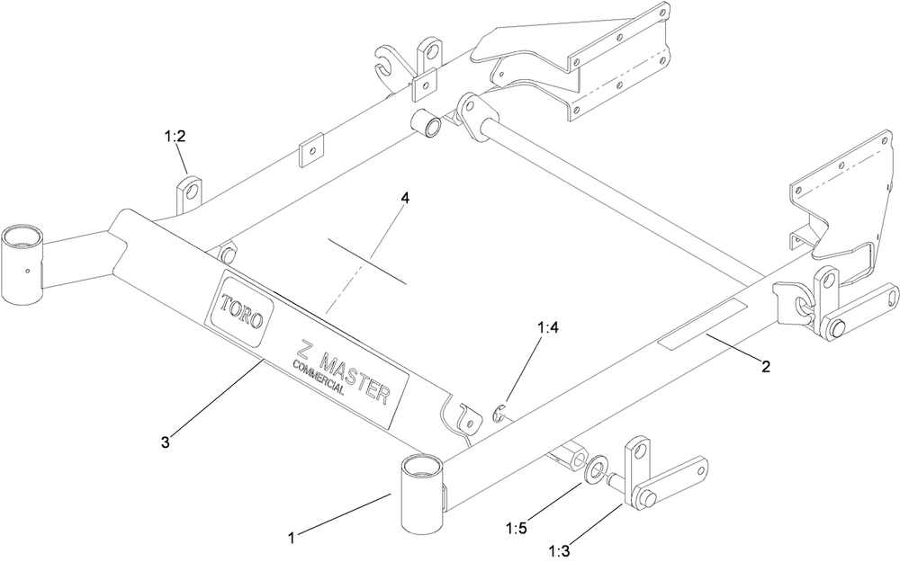 Front Frame Assembly Diagram and Parts List for 74450TE (290000001-290999999)(2009) Toro Lawn Mower
