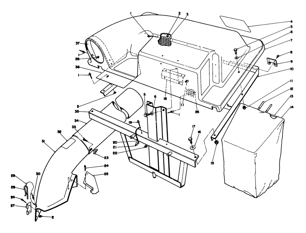 Twin Bagger Grass Catcher Model No. 59184 (Optional) Diagram and Parts List for 56175 8000001 - 8999999 Toro Lawn Tractor