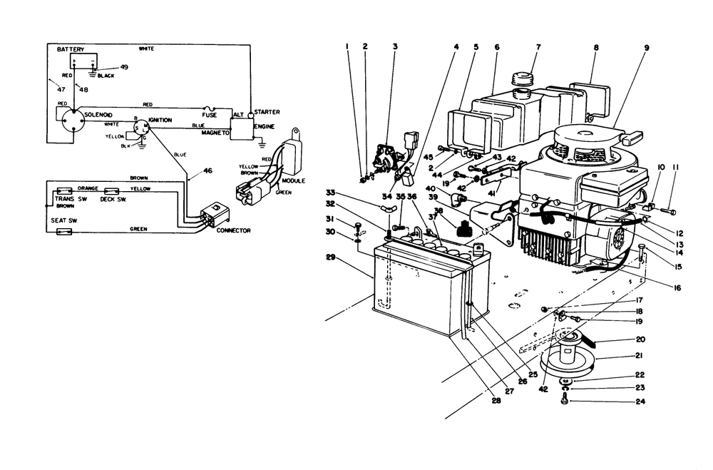Engine Assembly Diagram and Parts List for 56175 8000001 - 8999999 Toro Lawn Tractor