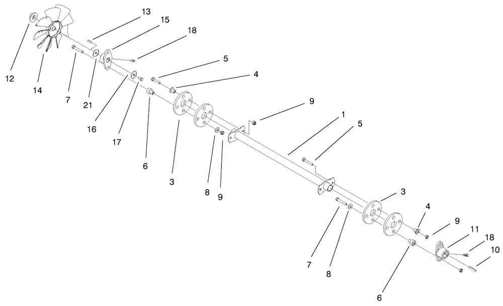 Drive Shaft Assembly Diagram and Parts List for 73542 9900001 - 9999999 Toro Lawn Tractor