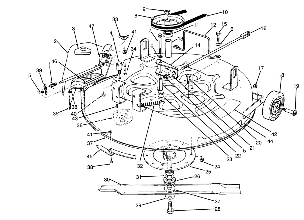 Cutting Unit Assembly Diagram and Parts List for 70040 59000001 - 59999999 Toro Lawn Tractor