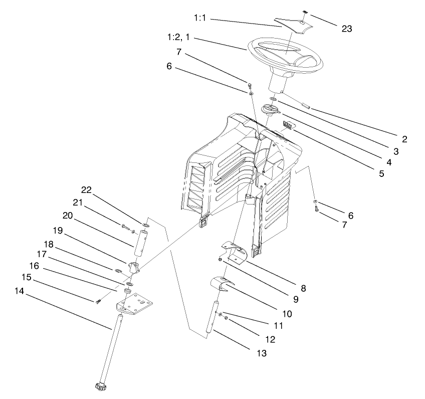 Steering Assembly Diagram and Parts List for 71190 8900001 - 8999999 Toro Lawn Tractor