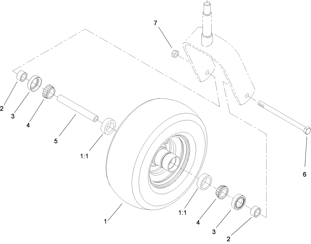 Caster Wheel Assembly Diagram and Parts List for 74416TE (280000001-280999999)(2008) Toro Lawn Mower