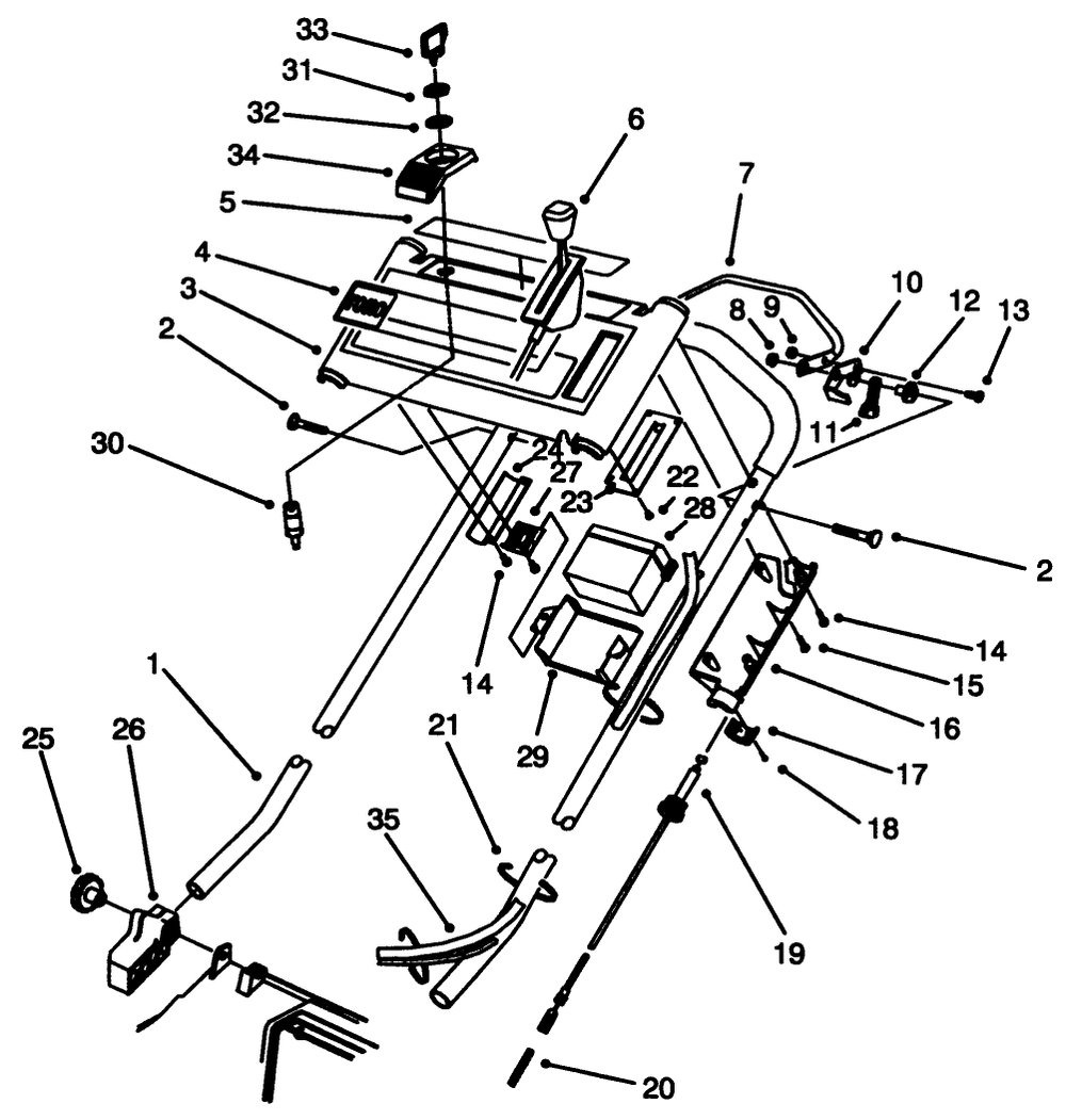 S.P. Handle Assembly Diagram and Parts List for 20928B 39000001 - 39999999 Toro Lawn Mower