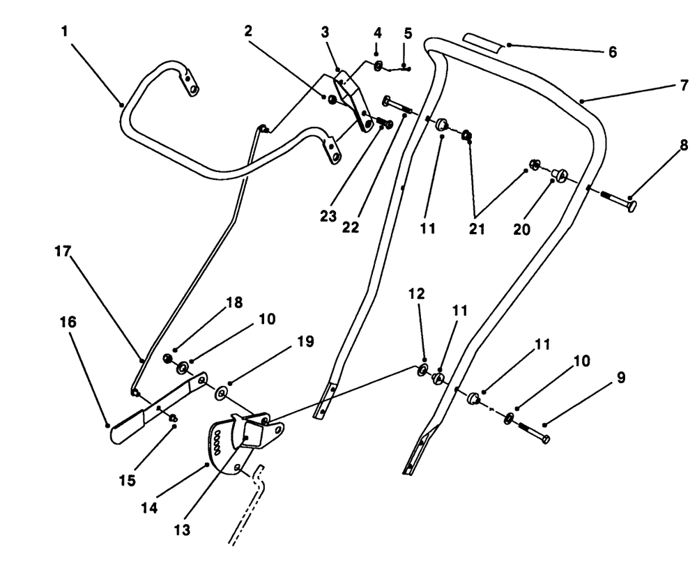 Handle Assembly Diagram and Parts List for 58410 6000001 - 6999999 Toro Edger