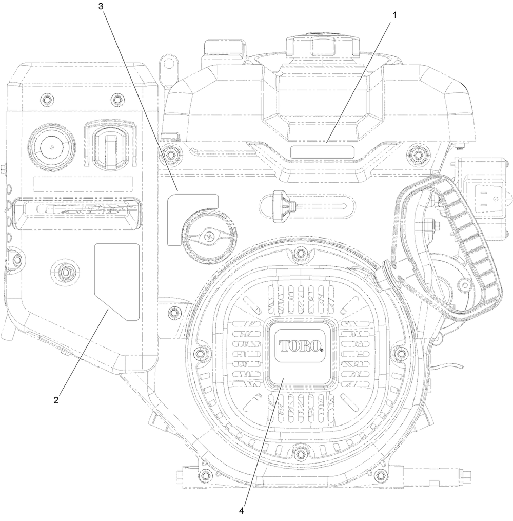 Engine Decal Assembly Diagram and Parts List for 38870 409000000 - 999999999 Toro Snow Blower