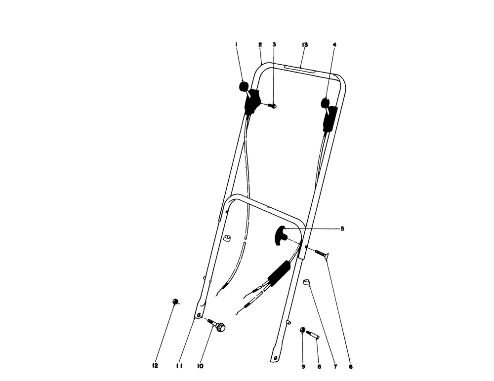 Handle Assembly Models 16035, 16106, 16264 Diagram and Parts List for 16264 7000001 - 7999999 Toro Lawn Mower