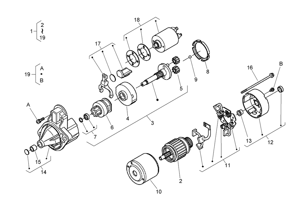 Starter Assembly Diagram and Parts List for 74265TE (270000001-270999999)(2007) Toro Lawn Mower