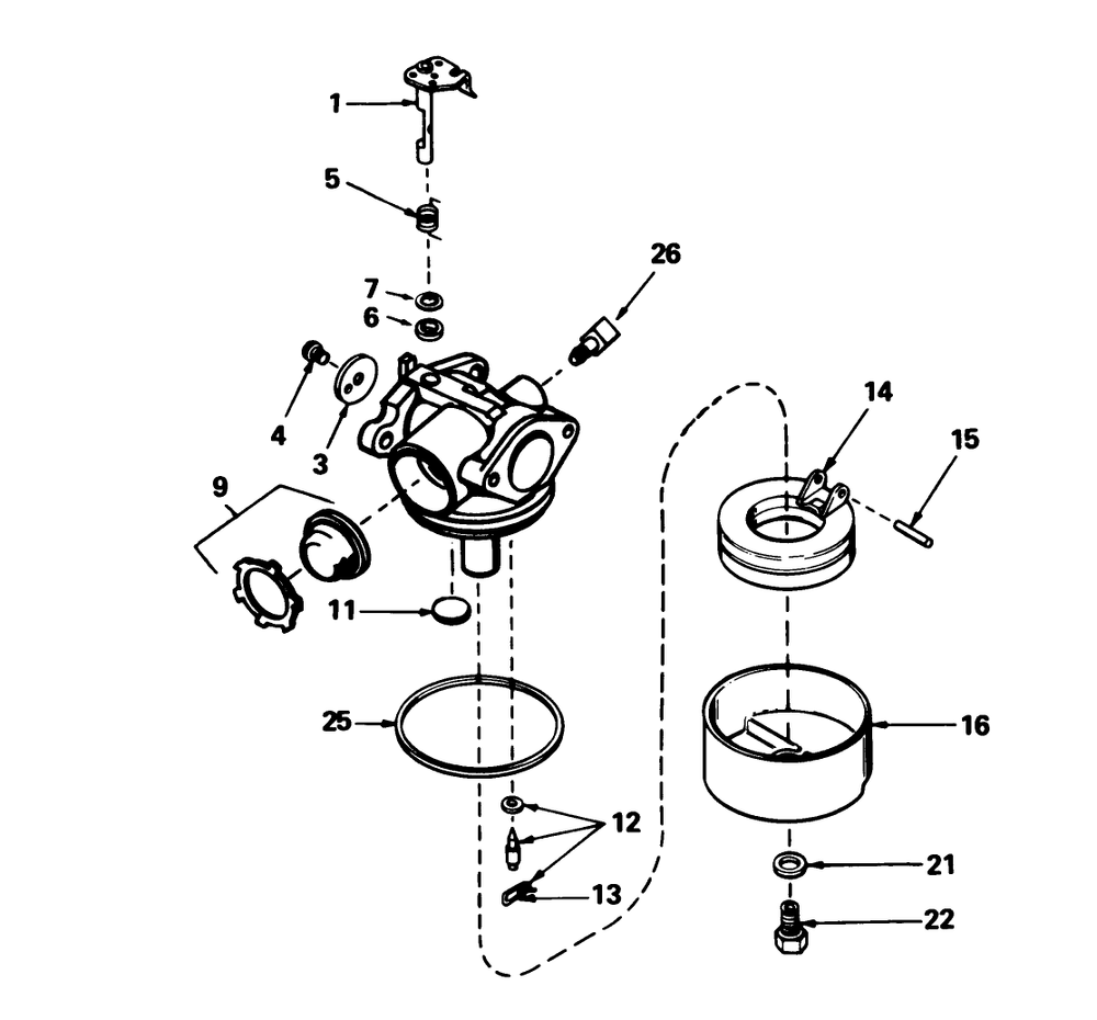 Carburetor No. 632098 Diagram and Parts List for 16775 4000001 - 4999999 Toro Lawn Mower
