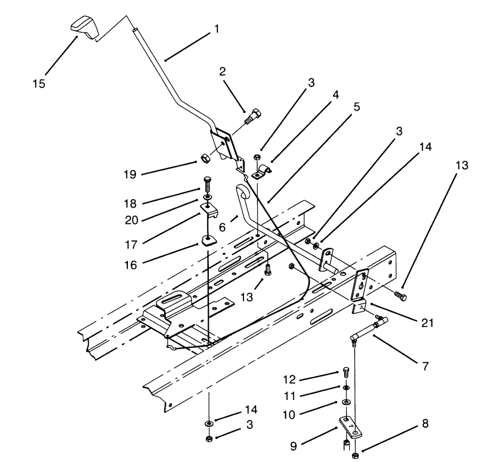 Shift Assembly Diagram and Parts List for 71182 5910001 - 5999999 Toro Lawn Tractor