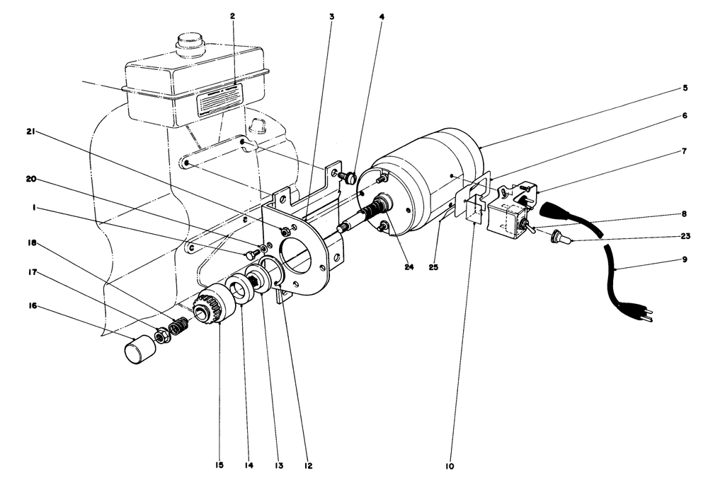 Starter Motor Kit-Model 23-4410 (For Snowthrowers Model No. 31677) Diagram and Parts List for 31625 7000001 - 7999999 Toro Snow Blower