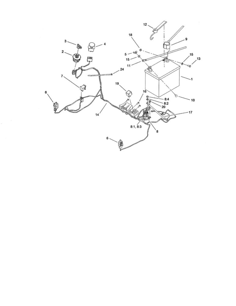 Electrical Assembly Diagram and Parts List for 74370 280000001-290999999 Toro Lawn Mower