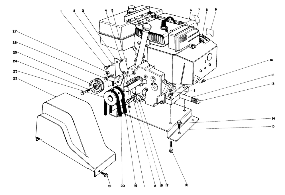 Engine Assembly Diagram and Parts List for 38085 2000001 - 2999999 Toro Snow Blower
