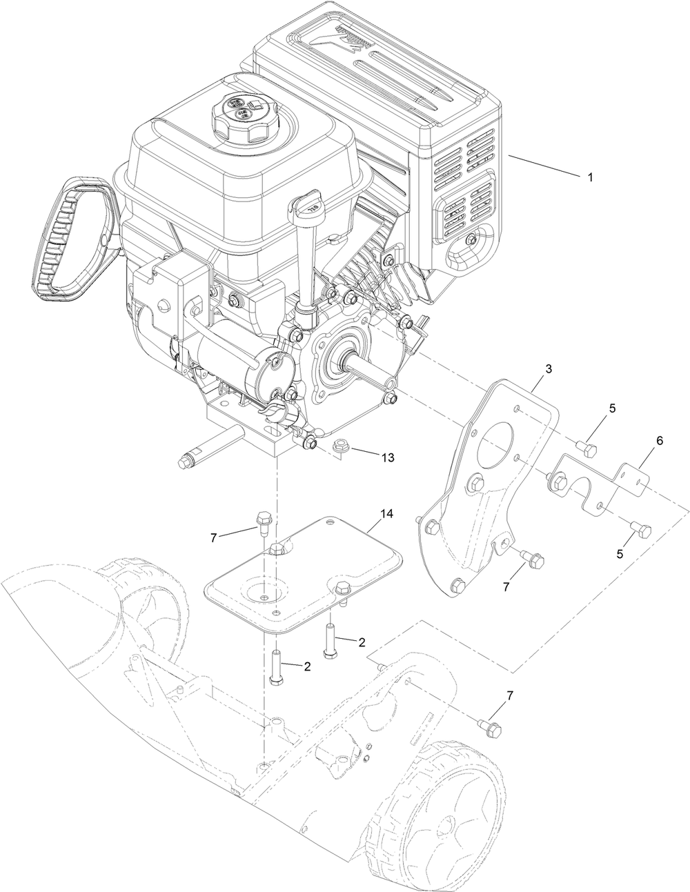 Engine Assembly Diagram and Parts List for 38753 412000000 - 414015200 Toro Snow Blower