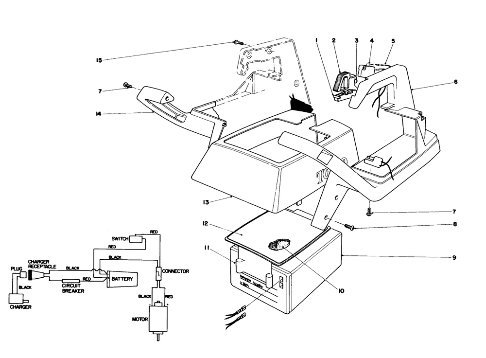 Upper Case Assembly Diagram and Parts List for 51555 8000001 - 8999999 Toro Trimmer