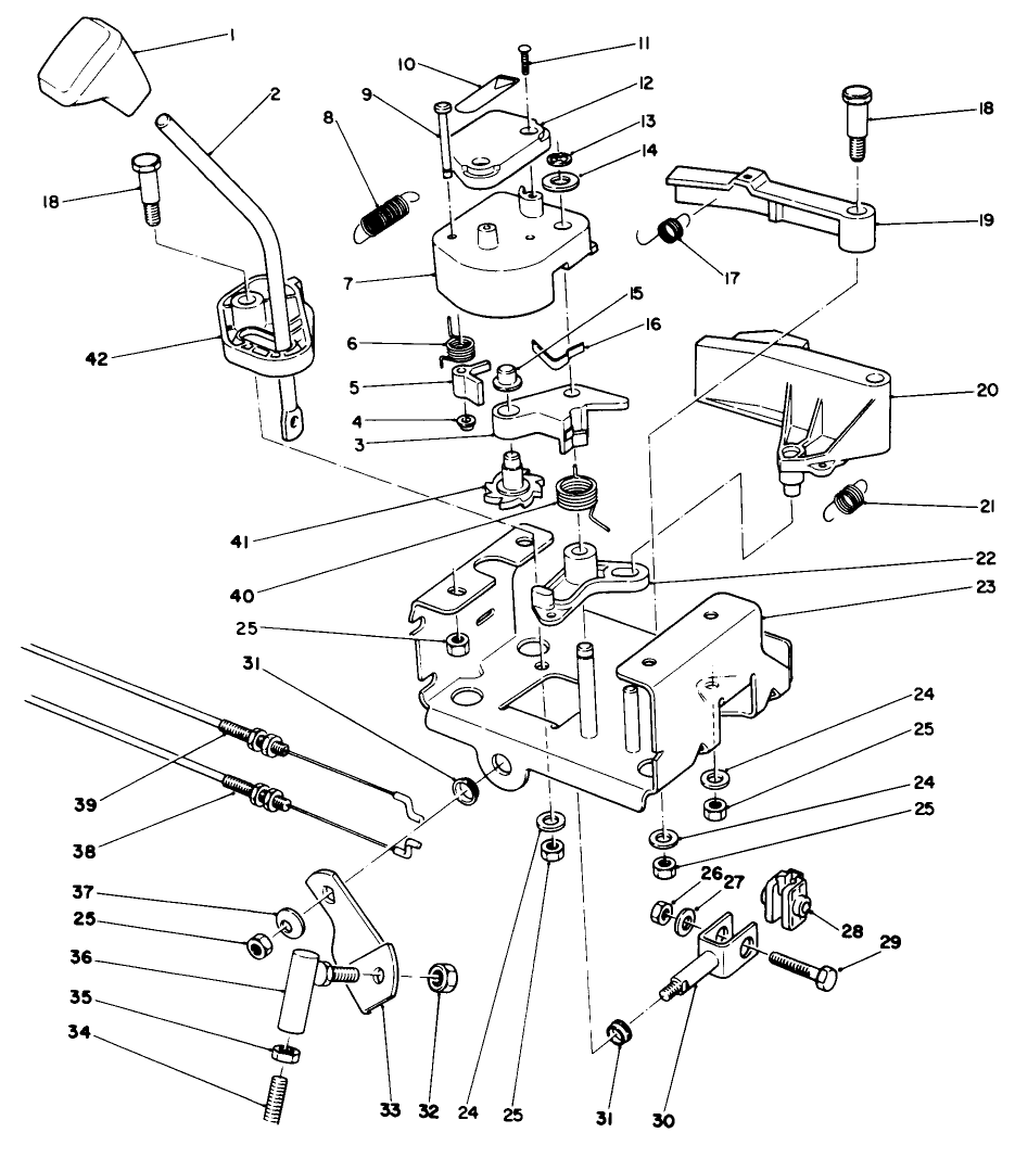 Traction Linkage Assembly Diagram and Parts List for 38525 9000001 - 9999999 Toro Snow Blower