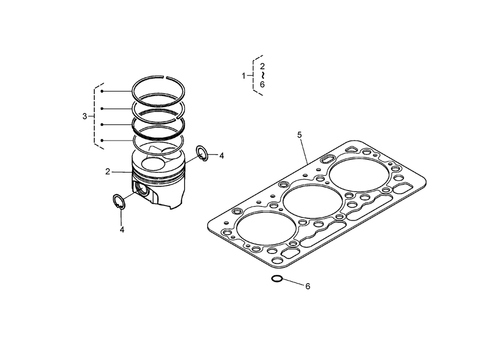 Piston Kit Assembly Diagram and Parts List for 74264TE (260000001-260999999)(2006) Toro Lawn Mower
