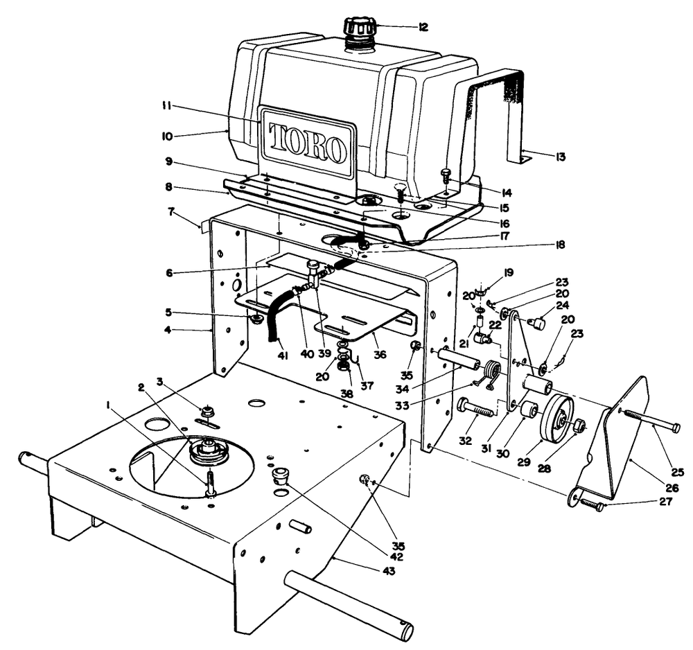 Frame Assembly Diagram and Parts List for 30112 9000001 - 9999999 Toro Lawn Tractor Accessories