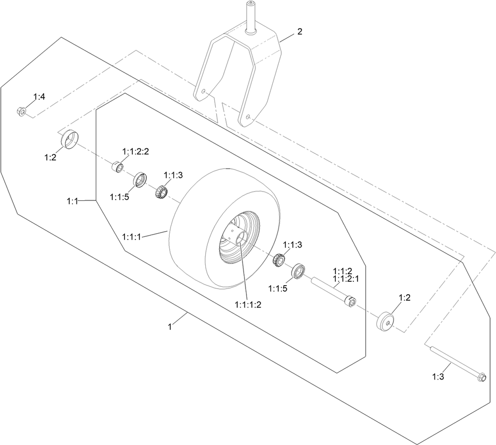 Caster Wheel And Fork Assembly Diagram and Parts List for 74057 400000000 - 416414583 Toro Lawn Tractor