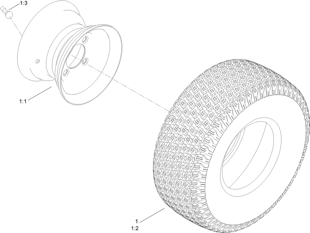 Tire Assembly Diagram and Parts List for 75734 414557042 - 999999999 Toro Lawn Tractor