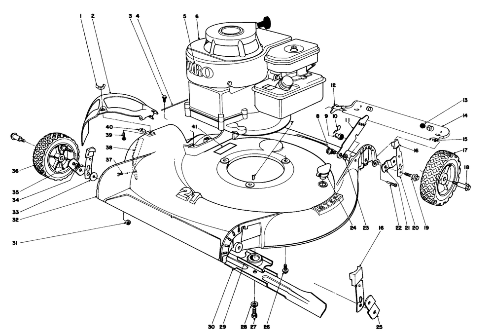 Housing Assembly Diagram and Parts List for 16169 5000001 - 5999999 Toro Lawn Mower