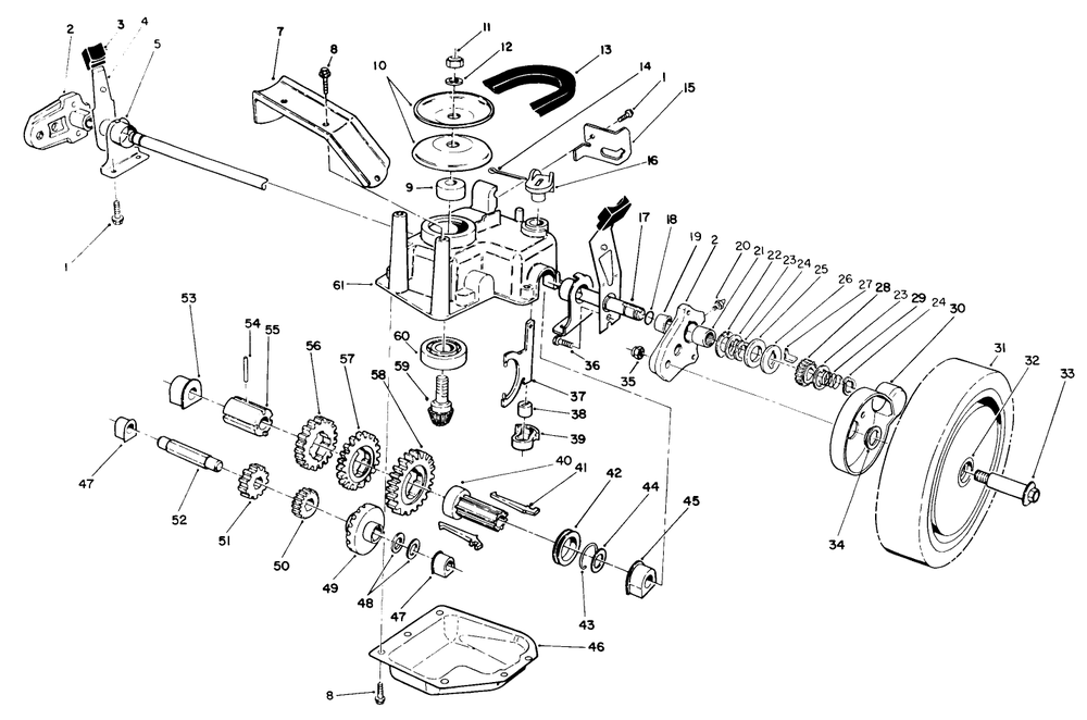 Gear Case Assembly Diagram and Parts List for 27502 1000001 - 1999999 Toro Lawn Mower
