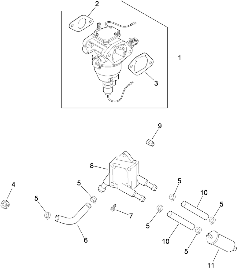 Fuel System Assembly 2 Diagram and Parts List for 74923TE (290000001-290999999)(2009) Toro Lawn Mower