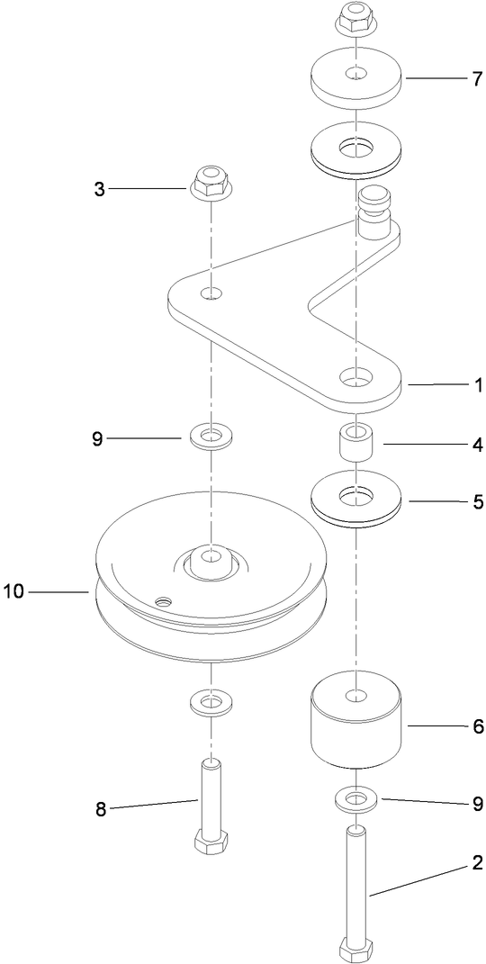Pump Idler Assembly Diagram and Parts List for 79534 (310000001-310999999)(2010) Toro Lawn Mower