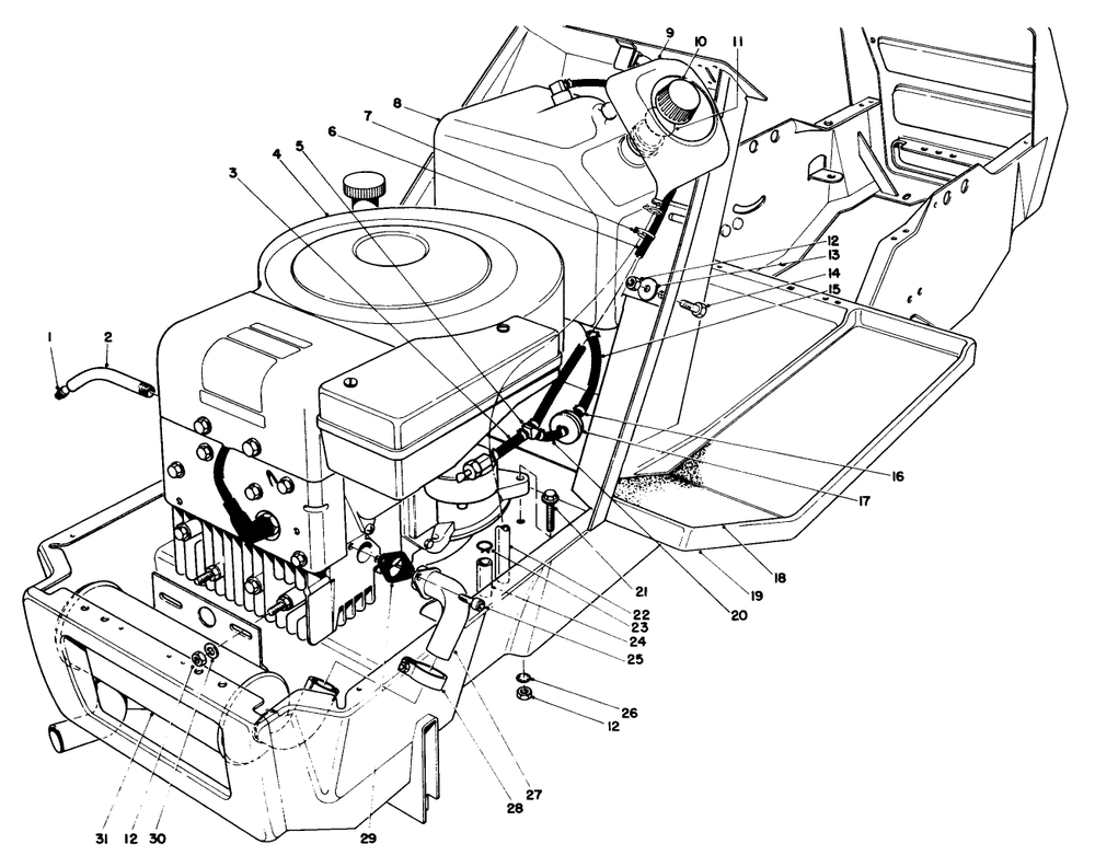 Engine Assembly Diagram and Parts List for 57357 3000001 - 3999999 Toro Lawn Tractor