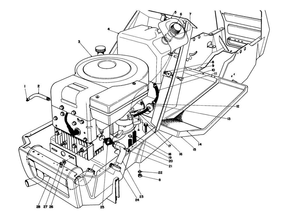 Engine Assembly Model 57300 Diagram and Parts List for 57360 5000001 - 5999999 Toro Lawn Tractor