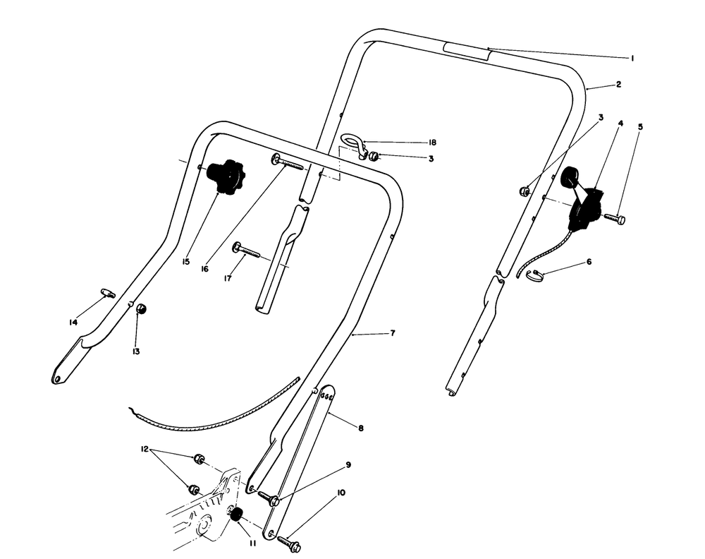 Handle Assembly Diagram and Parts List for 20588 0000001 - 0999999 Toro Lawn Mower