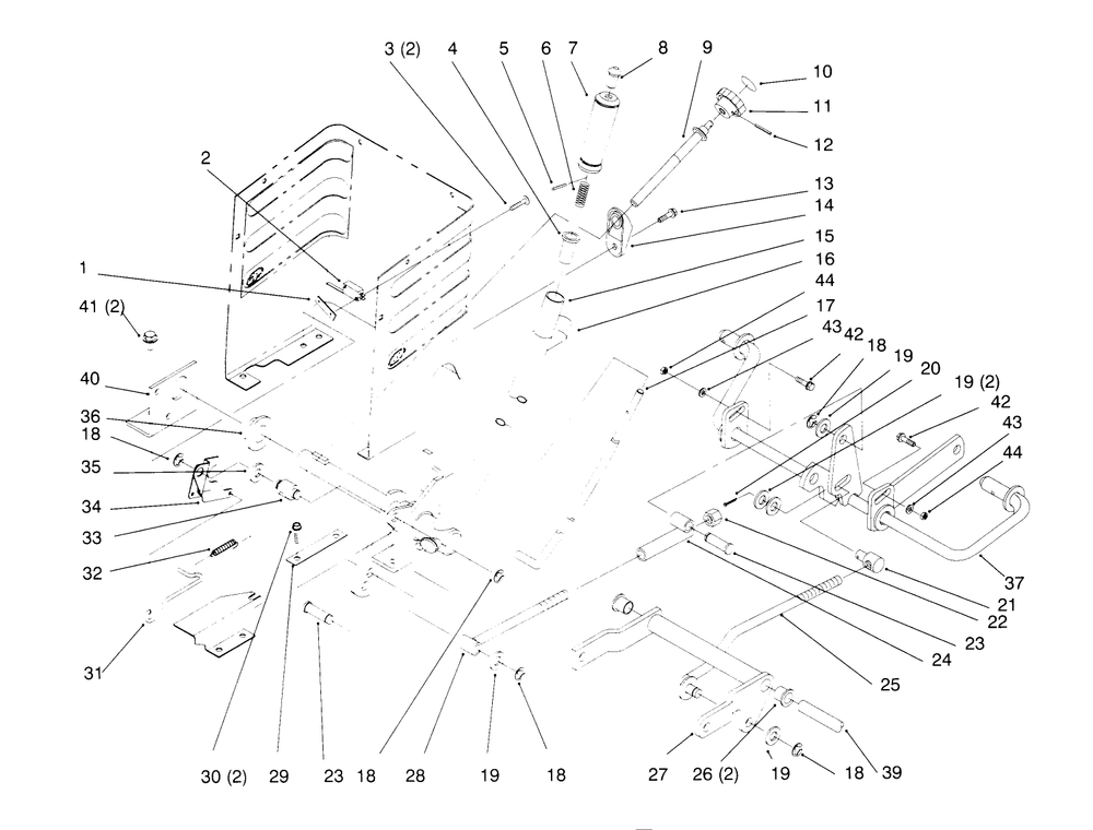 Lift Lever And Height Of Cut Diagram and Parts List for 72042 5900001 - 5900796 Toro Lawn Tractor