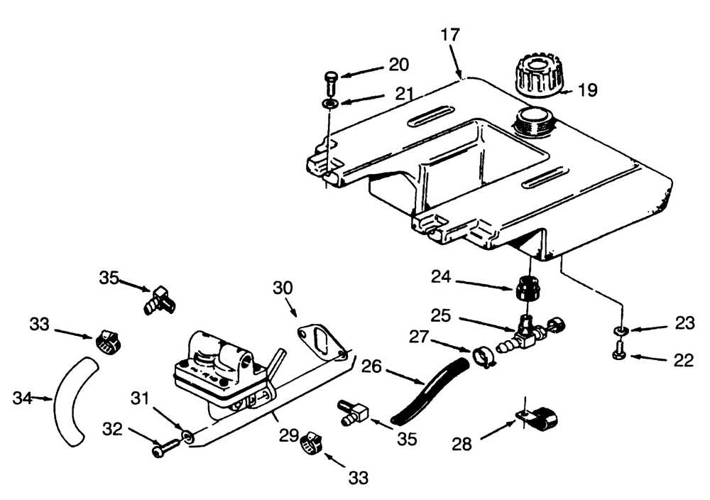 Fuel System Diagram and Parts List for 73400 3900001 - 3999999 Toro Lawn Tractor