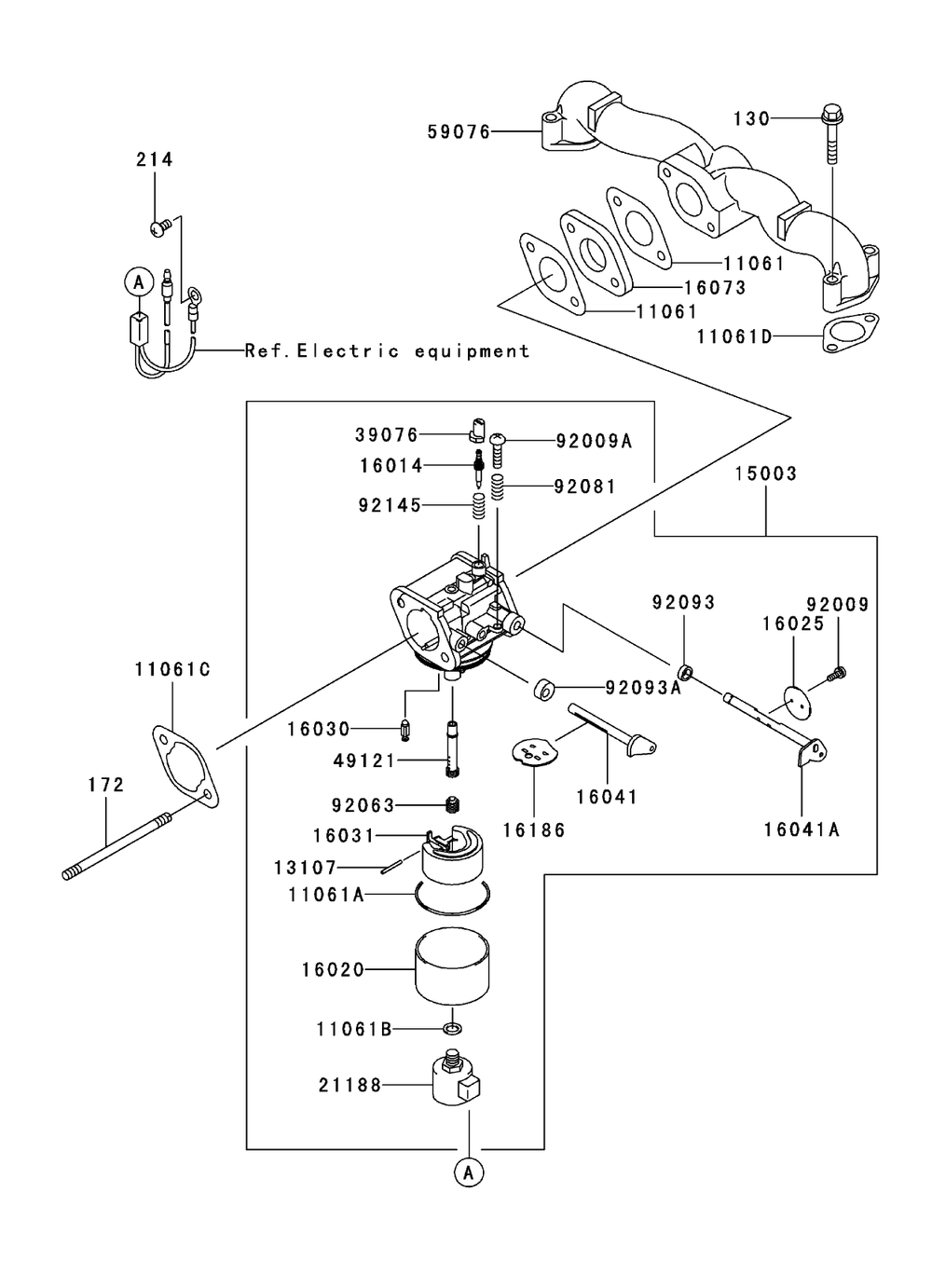 Carburetor Assembly Diagram and Parts List for 74411TE (250000001-250999999)(2005) Toro Lawn Mower