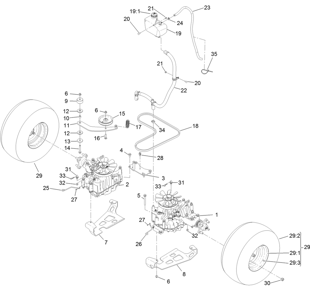 Ground Drive Assembly Diagram and Parts List for 74519 400000000-403253174 Toro Lawn Mower
