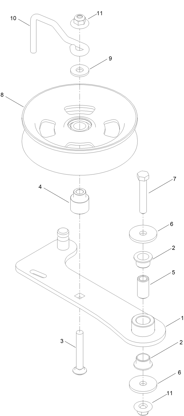 Idler Arm Assembly No. 161-6406 Diagram and Parts List for 76608 400000000 - 417419999 Toro Lawn Tractor