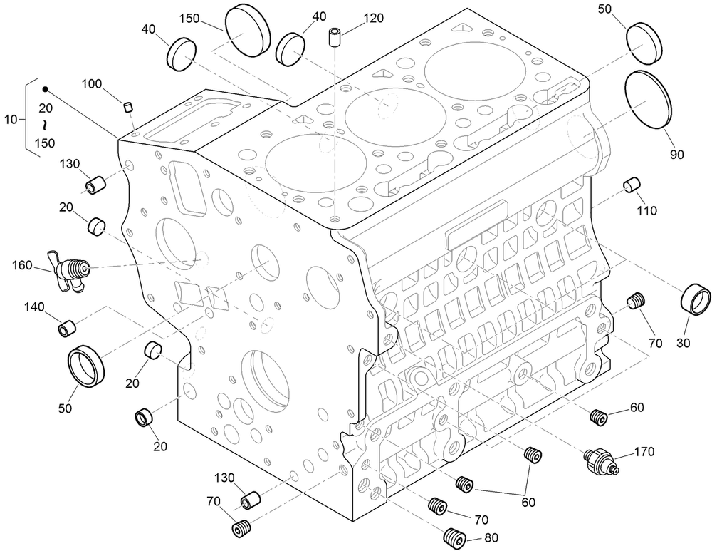 Crankcase Assembly Diagram and Parts List for 72264TE 406427909-406429999 Toro Lawn Mower