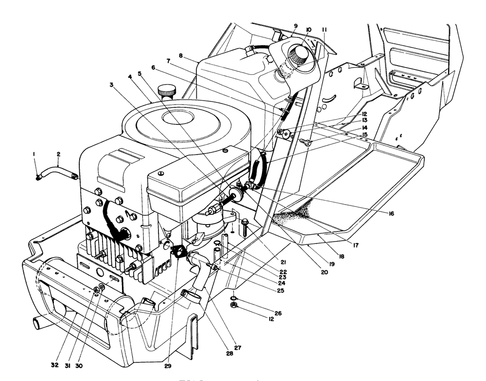 Engine Assembly Diagram and Parts List for 57365 6000001 - 6999999 Toro Lawn Tractor