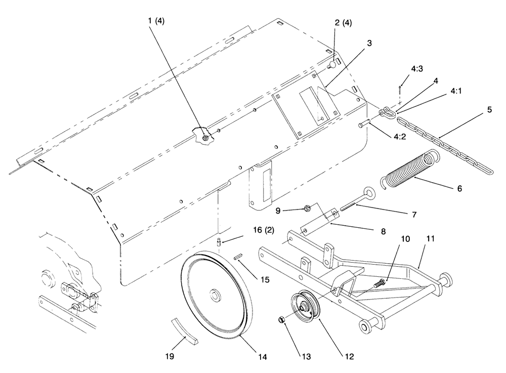 Hitch, Drive & Idler Pulleys Diagram and Parts List for 79370 5900001 - 5999999 Toro Lawn Tractor
